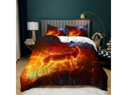 Capa de Edredom com Estampa Animal 3d Lobo Ga em Microfibra Fronha 135x200cm