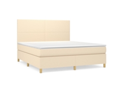 Cama Box Spring VIDAXL (Bege - Tecido - 203 x 160 x 128 cm)