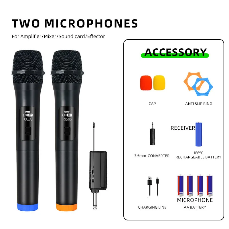 (preto) Microfone Sem Fio 2.4g, Frequência Fixa Uhf
