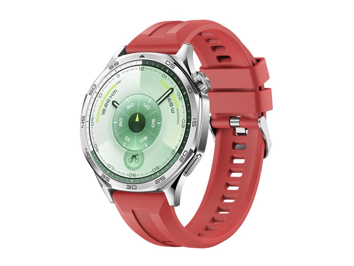 Bracelete para Huawei Watch Gt 6 XIAOMOYU em Silicone com Fivela Prateada de Liberação Rápida Vermelha (46mm)