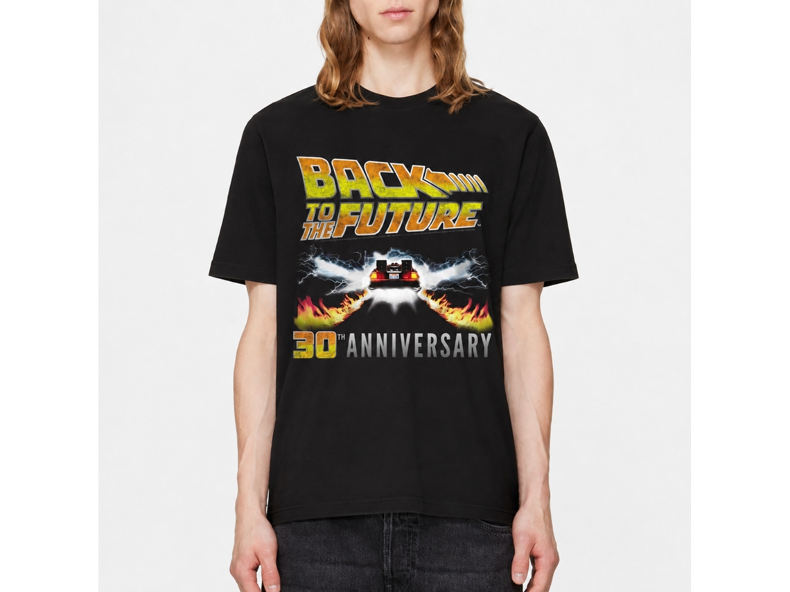 Rockinstone Back To The Future Movie 30th Anniversary Black Adult T-shirt Size:l
