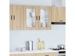 Vidaxl Armário De Parede De Cozinha Porta Vidro Porto Carvalho Sonoma