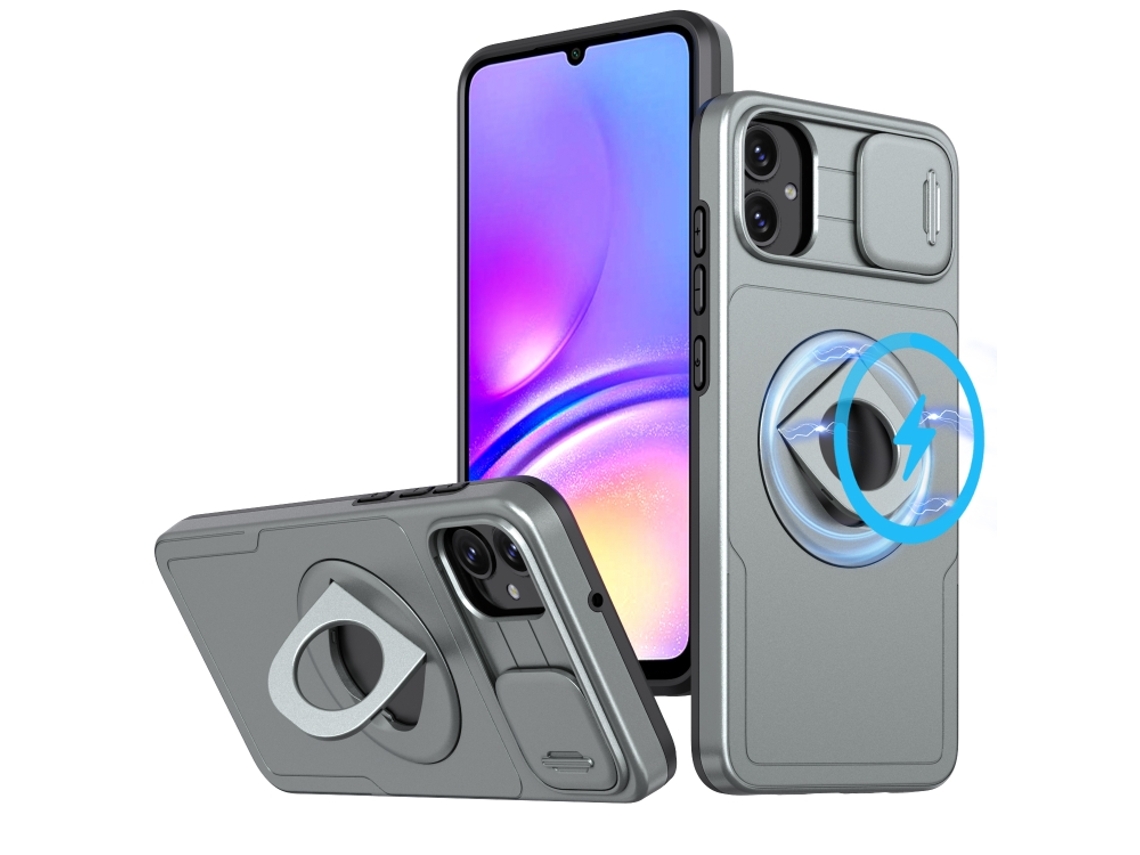 Capa Zruxe Compativel Com Samsung Galaxy A05 4g (camshield - Magsafe - Ring Holder - Cinza Titânio)