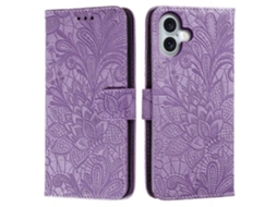 Capa Em Couro Pu, Para Apple Iphone 16 Plus, Roxo
