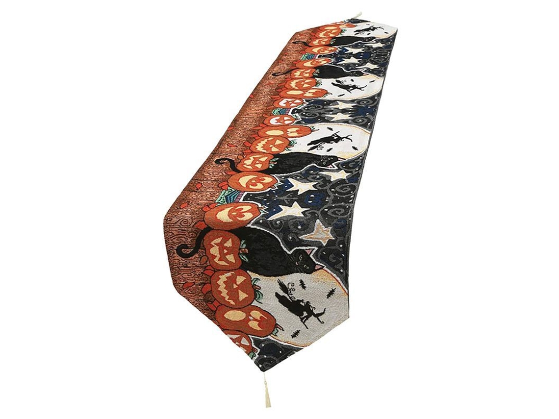 2026 mantel de Mesa Halloween Linjou com Abóboras e Fantasmas 33x183cm de Algodão e Linho