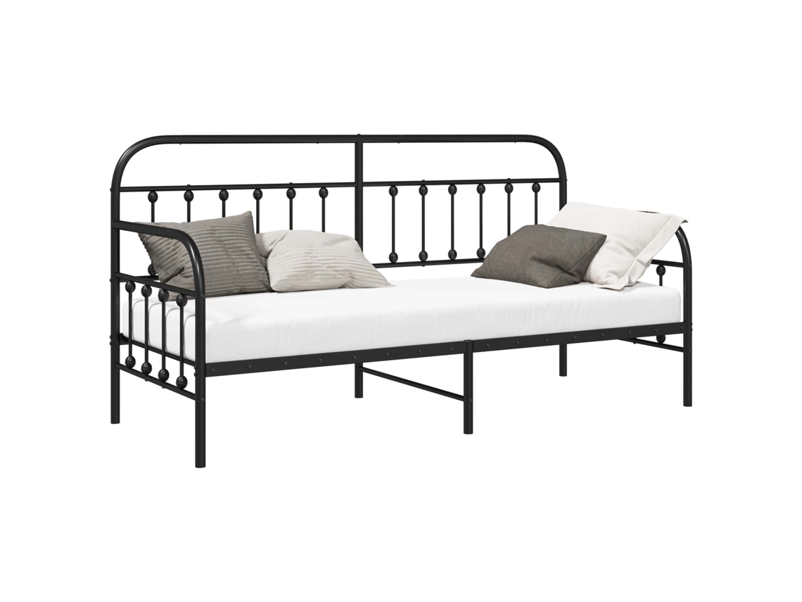 Maison Exclusive - Estrutura De Cama De Dia Preto 80 X 200 Cm Aço Revestido A Pó