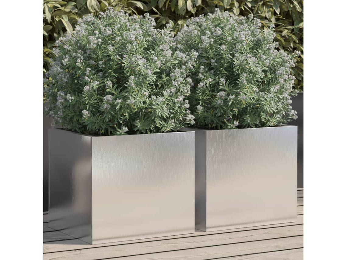 Vidaxl Vasos/floreiras 2 Pcs 32x30x29 Cm Aço Inoxidável Prateado