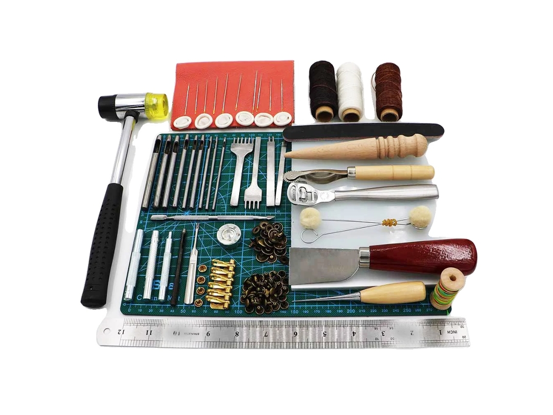 Kit De Ferramentas Para Artesanato Em Couro, 44 ​​peças, Design Retrô, Multinúcleos Oem