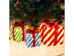 Conjunto De Natal Com 3 Caixas De Presente Decorativas E Brilhantes, Enfeites Para Árvore De Natal, Caminho Interno E Externo, Lis-aquaforge