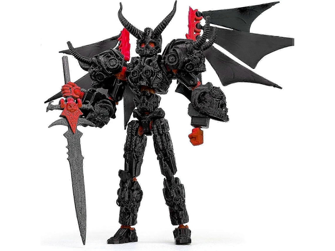 Figura De Ação De Robô Impressa Em 3d De 8 Polegadas, Com Articulações Ajustadas E Acessórios Intercambiáveisblack Red