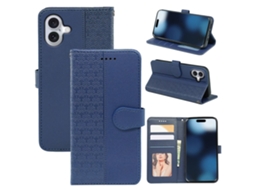 Capa Em Couro Pu Para Iphone 16 - Cor Azul