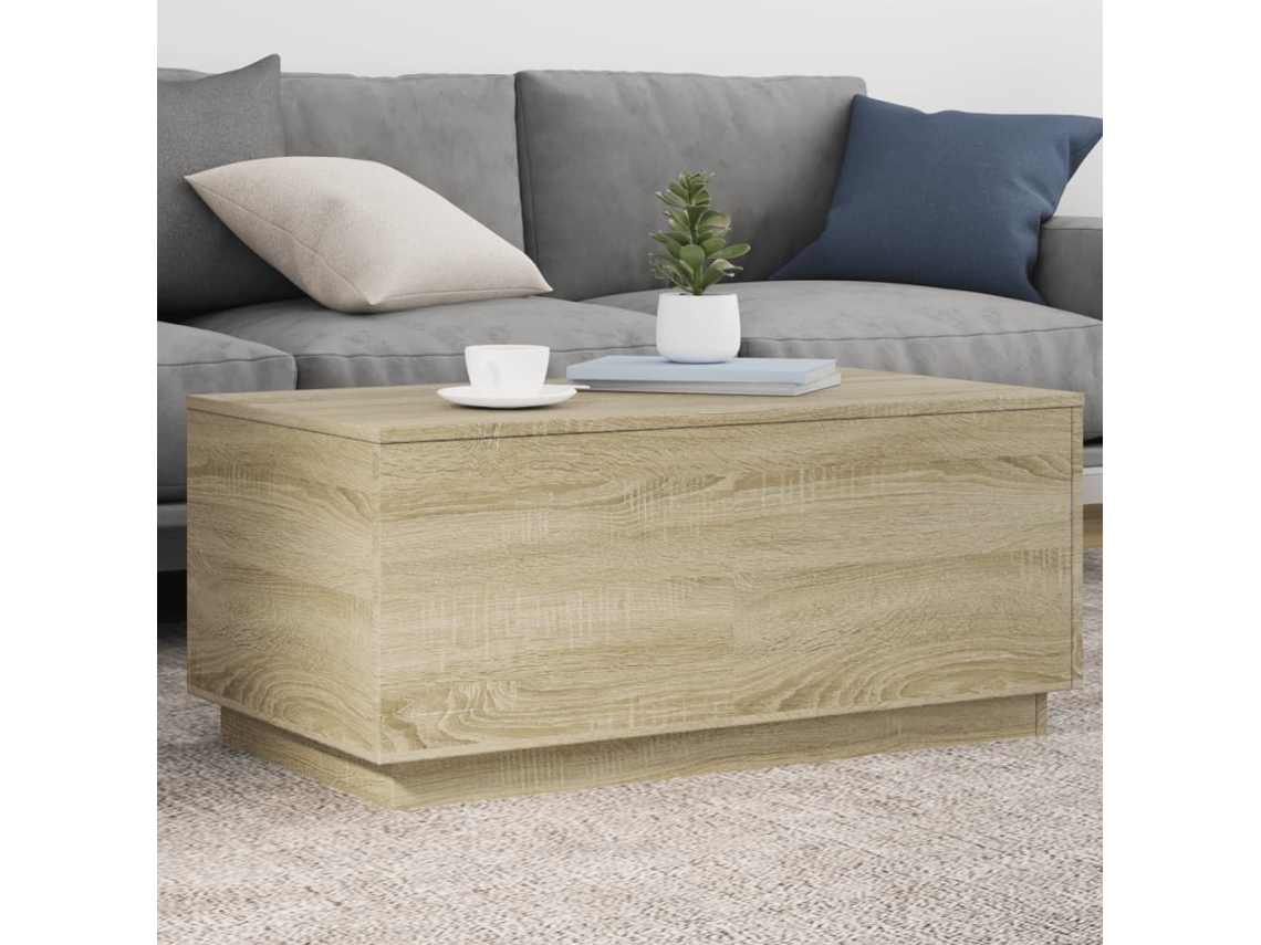 Vidaxl Mesa De Centro Com Luzes Led 90x50x40 Cm Carvalho Sonoma