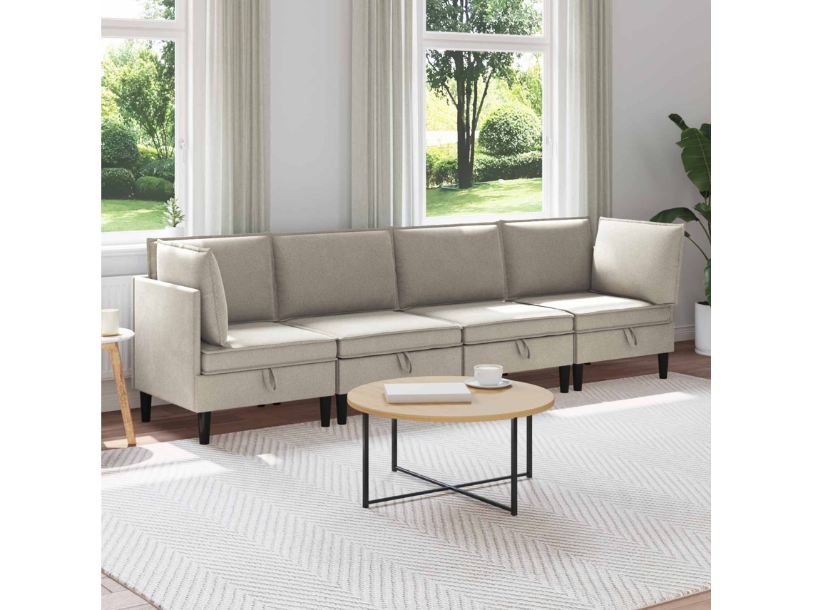 Vidaxl Conjunto De Móveis Para Sala De Estar 4 Pcs Avelã Tecido