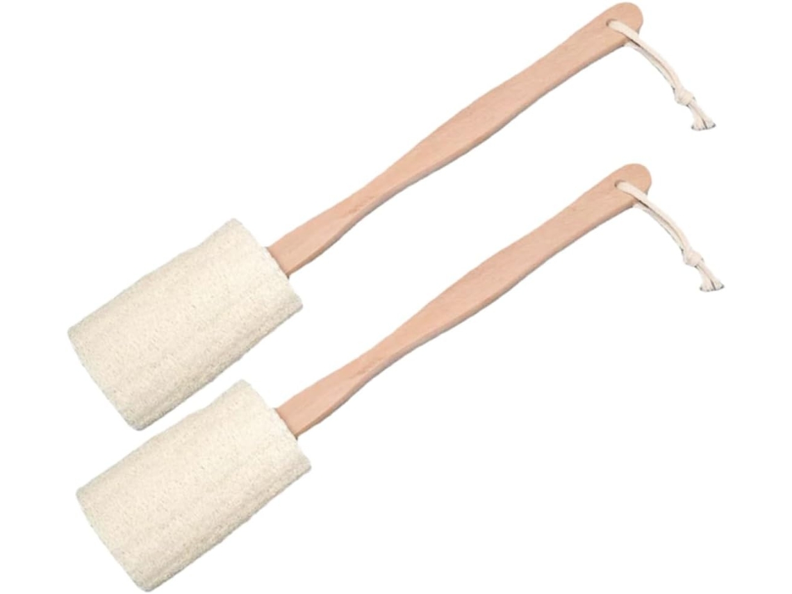 Lurelia Kit De 2 Buchas Vegetais De Banho De Cuidado Corporal, Cabo Longo, Cerdas Macias E Massagem Suave, Uso Diário Prático