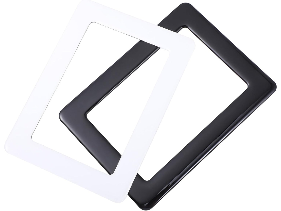 Conjunto 2 Porta Retratos Magnéticos Pvc Borracha Tamanho Padrão Branco Preto Decorativos Geladeira Quarto GOKOCO