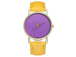 Relógio de Pulso Analógico de Quartzo com Dial Redondo Fashion (amarelo)