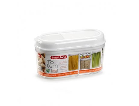 Caixa Plástica C/ Tampa Multiusos Totem Branco 500ML 3UN
