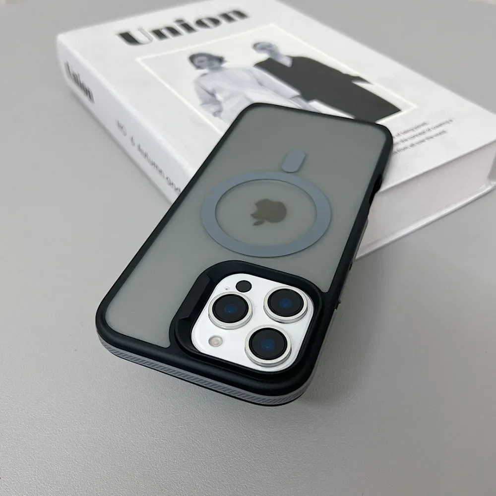 (iphone 14 Pro Max, Cinza) Capa Fosca Translúcida À Prova De Choque Para Iphone, Compatível Com Carregamento Sem Fio Magsafe.