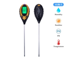 Medidor De Ph E Umidade Do Solo 4 Em 1, Sonda Com Luz Fundo, Preto Aquaforge