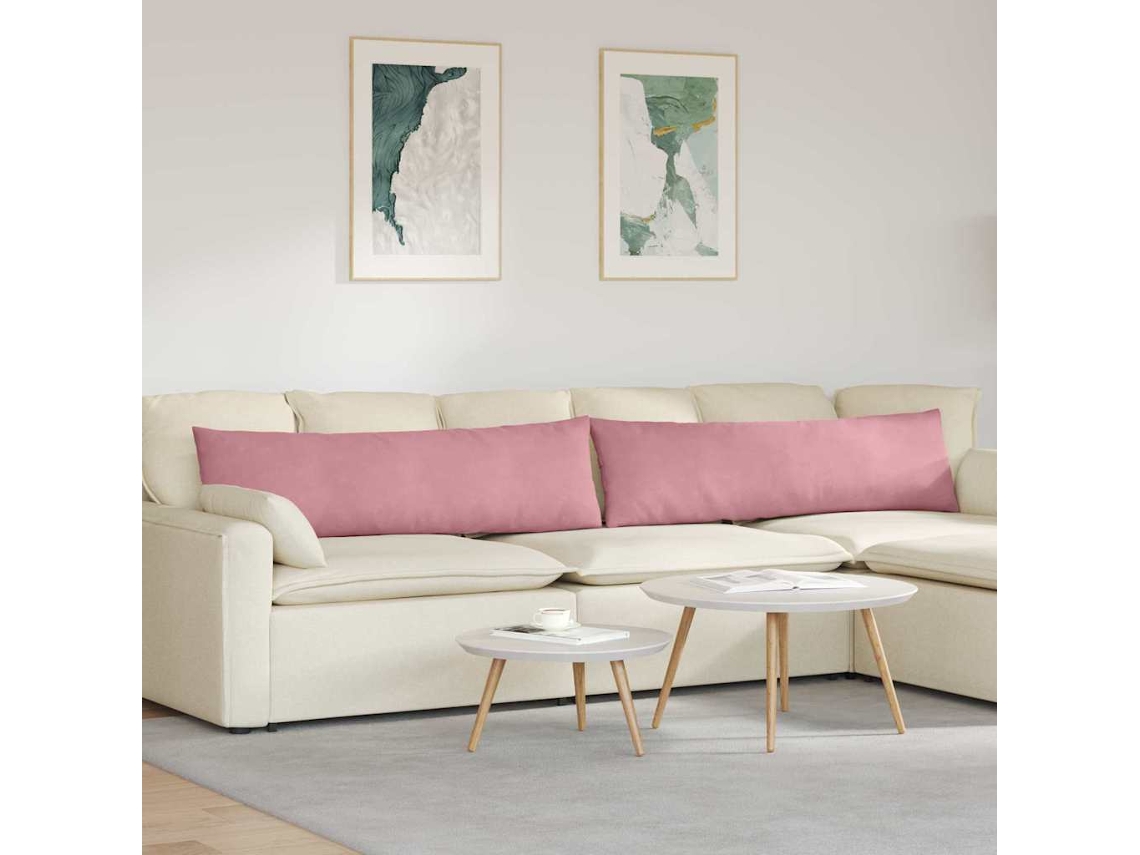 Vidaxl Travesseiros De Sofá 2 Pcs Rosa 145 X 40 Cm