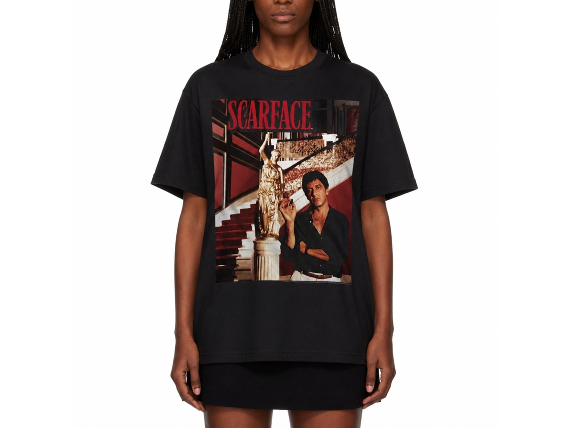 Rockinstone Scarface Movie Statue Stairs Black Adult T-shirt Size:s