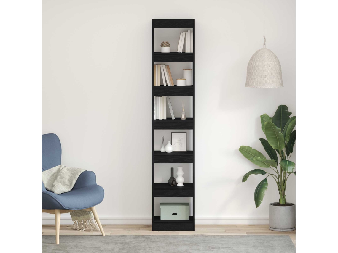 Vidaxl Gabinete De Livros 6 Níveis 40 X 30 X 198 Cm Carvalho Preto