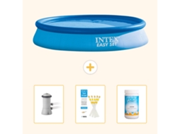 Piscina Inflável Redonda INTEX Easy Set 366 X 76 Cm Azul Incluída Bomba de Filtro de Piscina Tiras de Teste Cloro