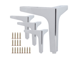 Pés de Cama e Mesa em Metal Vanê, com Parafusos e Protetores de Piso, para Sofá, Poltrona, Cadeira e Móveis DIY, 4 Polegadas Cromado BTforus