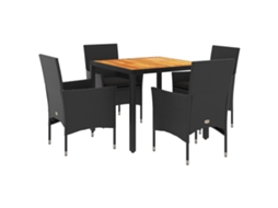 Garden Dining Set, Garden Dining Sets Vidaxl Preto Rattan / Vime (90 X 90 X 75 Cm)