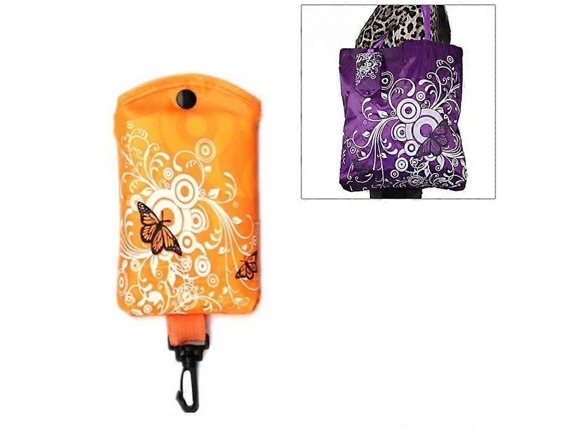 Saco de Compras Dobrável Flor de Borboleta Tecido Oxford Bolsa de Ombro Sacola Reutilizável GOKOCO