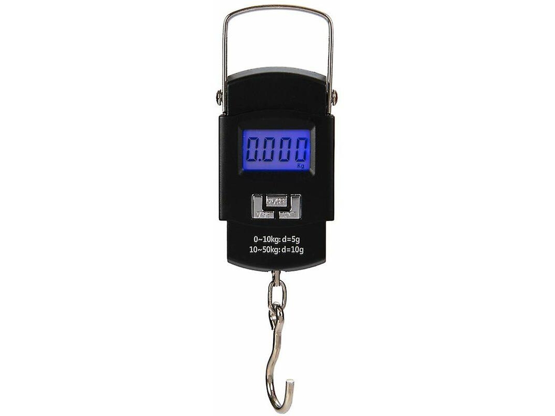 Báscula de Bagagem Digital Portátil de 50kg com 4 Unidades para Viagens, Pesca e Uso Doméstico, Tela Lcd e Gancho de Aço Inoxidável