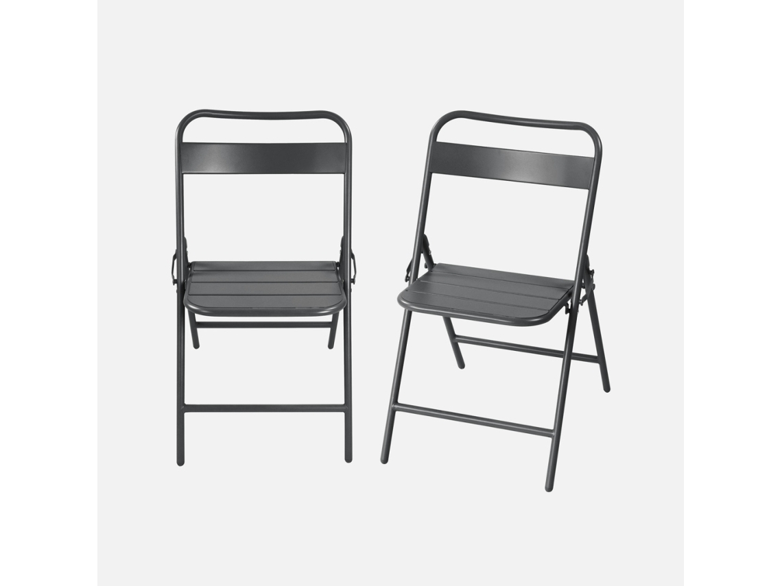 Cadeira De Jardim Bistrô Dobrável Em Aço, Set De 2, Antracite