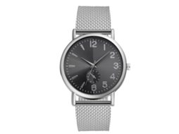 Reloj De Muñeca Unisex Vansvar De Plástico Simple Dial Redondo Cuarzo (plata Negro)