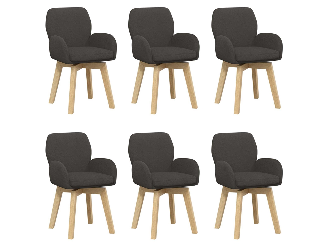 Conjunto 6 Cadeiras Giratórias Vidaxl Cinzento Escuro Bouclé (54 X 58 X 87 Cm)