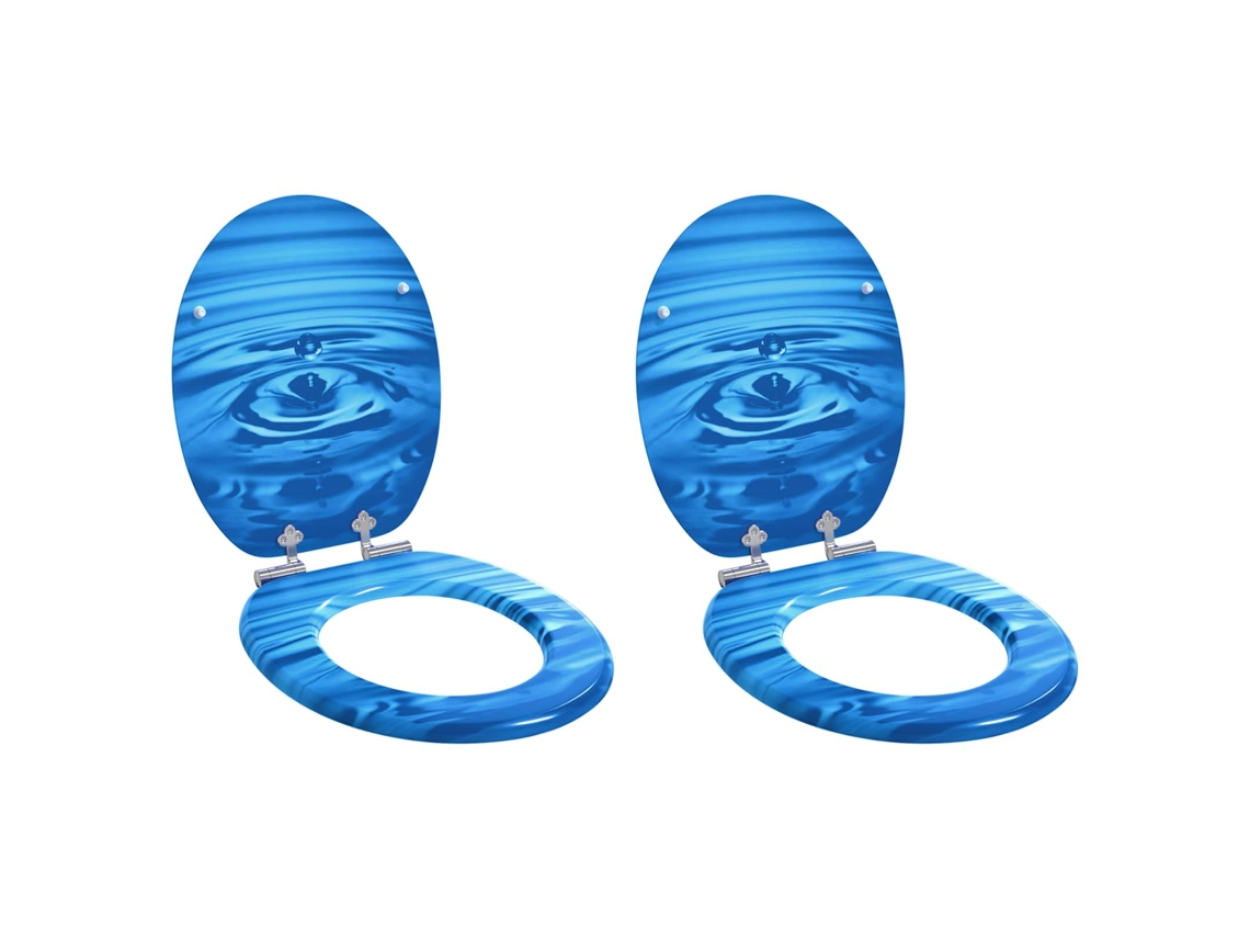 Conjunto 2 Tampa Para Assento De Sanita Vidaxl Azul Mdf (44 X 38 Cm)