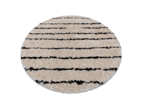 Tapete Fluffy 2371 Circulo Shaggy Listras - Creme/Antracite (circulo 120 cm)