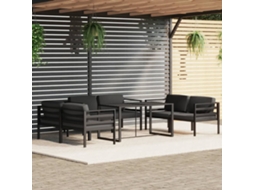 7 Pcs Conjunto Lounge Jardim Com Alumínio Antracite Dkd Home Decor