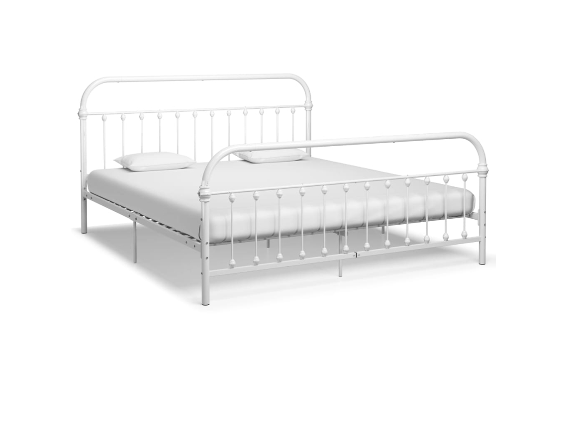 Bed Frame, Bed Frames Vidaxl Branco Metal (180 X 200 Cm)