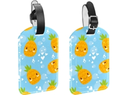 Conjunto De 2 Etiquetas Bagagem Em Couro Sintético Com A Inscrição Ananas Comosus Smile