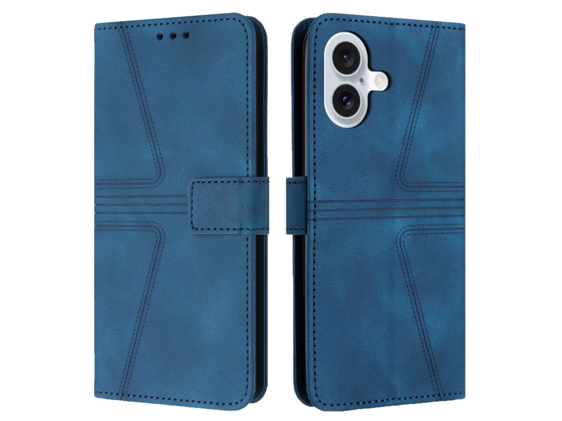 Capa De Couro Para Iphone 16 Plus - Triangular - Cor Sólida