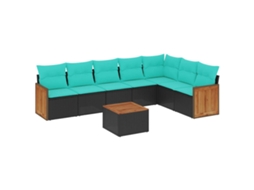 Conjunto de Sofá de Jardim, 9 Peças, Almofadas, Rattan Marrom MAISON EXCLUSIVE