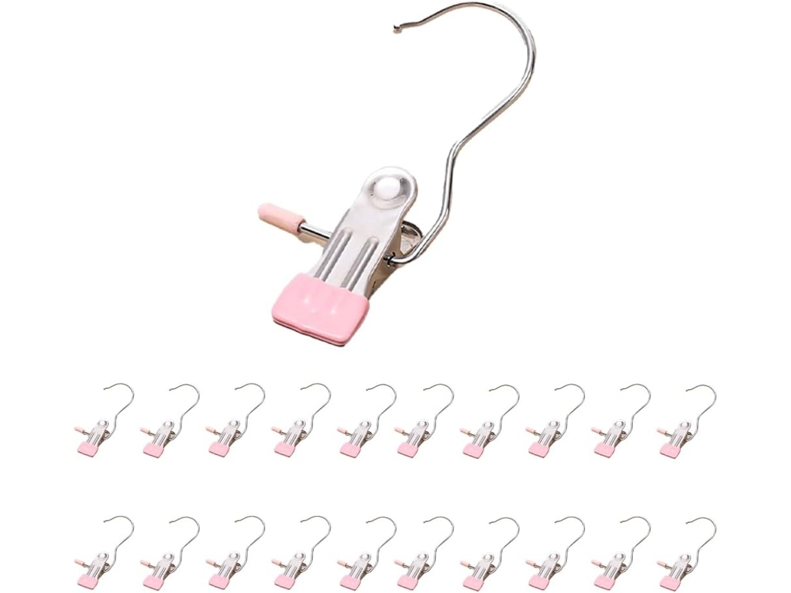 20 Pregadores Inox Rosa Multiuso P/ Toalhas e Meias ZYBLSSBB