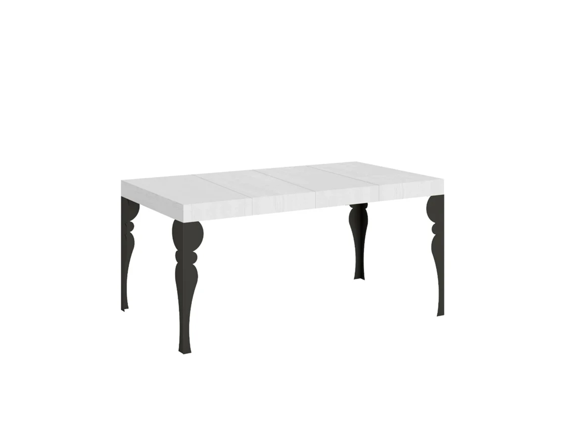 Mesa de Jantar Extensível 90X120/224 Cm Paxon Premium Cinza Branca Quadro Antracite ITAMOBY
