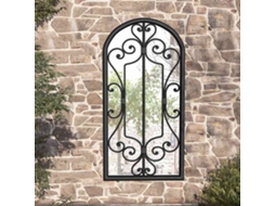 Vidaxl Espelho De Jardim P/ Uso Exterior Ferro 70x30 Cm Preto
