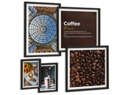 Conjunto De Pinturas Café Doces Estilo Rústico Espelharte (5 Peças)