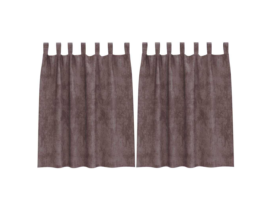 Conjunto 2 Cortinas De Veludo Vidaxl Castanho Veludo (140 X 140 Cm)