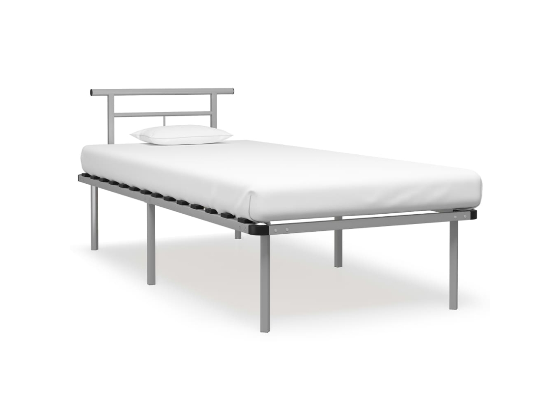 Estrutura De Cama 90x200 Cm Metal Cinzento