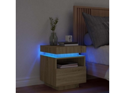 Vidaxl Mesa De Cabeceira Com Luzes Led 40x39x48,5 Cm Carvalho Sonoma