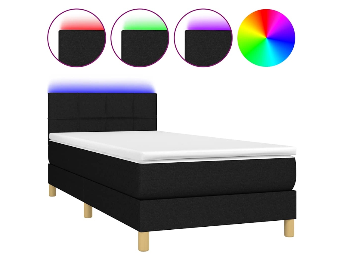 Box Spring Bed, Box Spring Beds Vidaxl Preto Tecido (90 X 190 Cm)