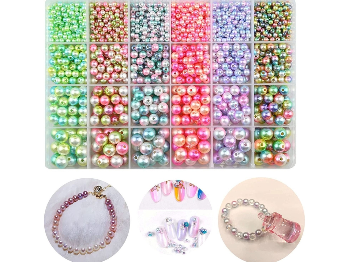 Kit De Pérolas Perfuradas Faça Você Mesmo, 24 Compartimentos, Branco Puro Yunzii (aprox. 1890 Peças)